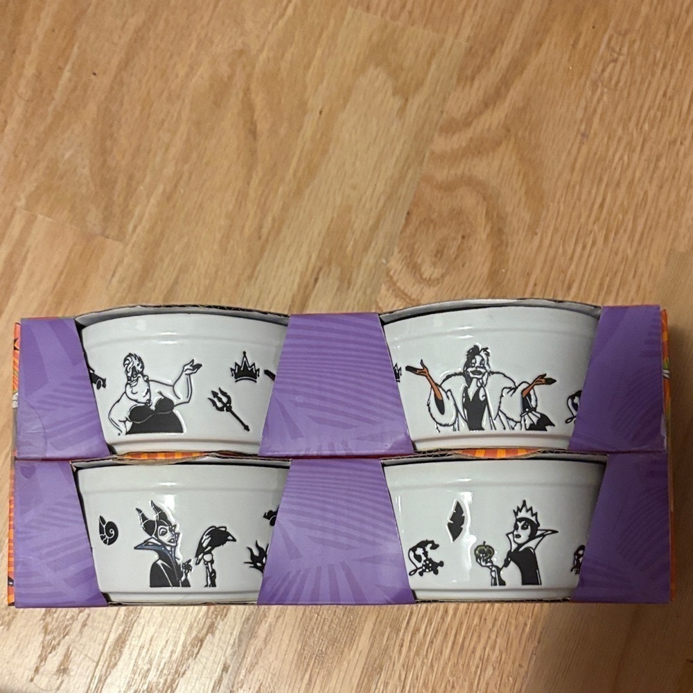 Disney Villains Ceramic Ramekin Set NEW 4 Pack Oven Microwave Safe Halloween